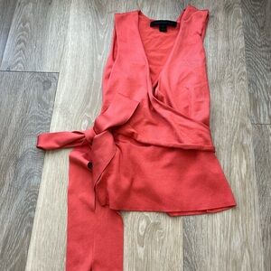 Coral Sleeveless Wrap Top SILK